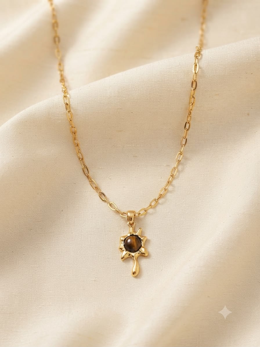 Collar accesorio dama – Girasol con piedra natural