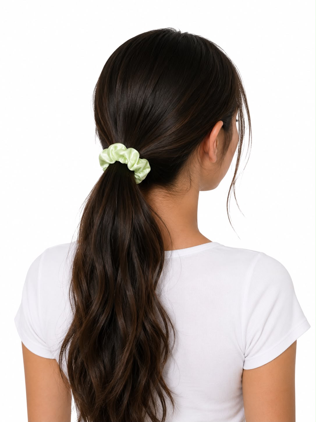 Liga cabello accesorio satinada verde limón