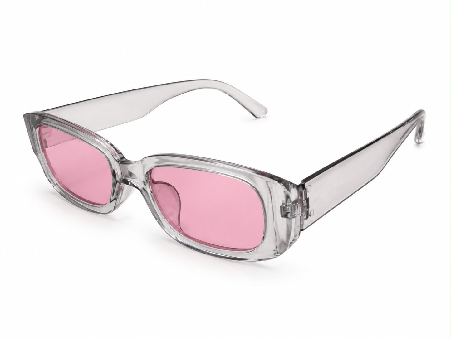Lentes Dama rectangulares tranparentes con cristal rosa
