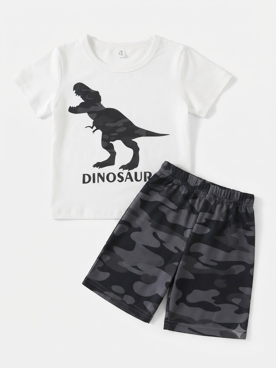 Set niño dinosaurio blanco negro