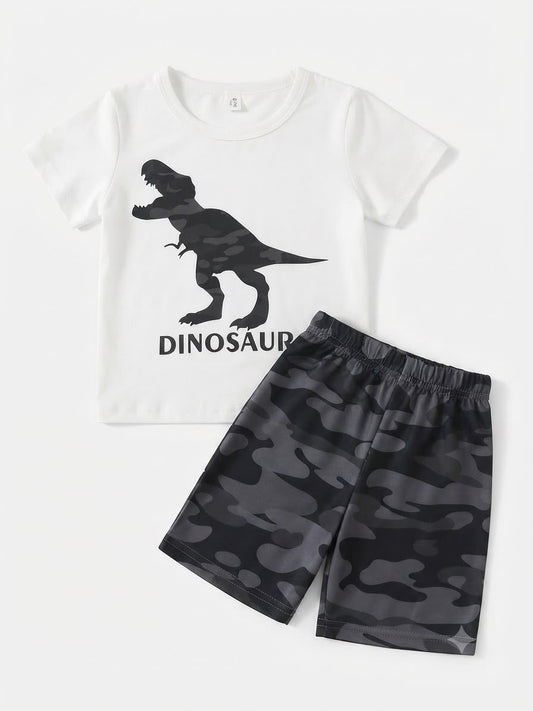 Set niño dinosaurio blanco negro