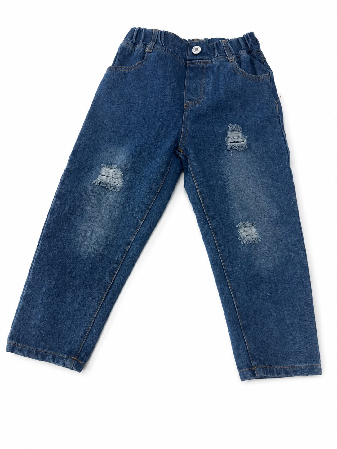 Pantalón niño mezclilla azul con roturas