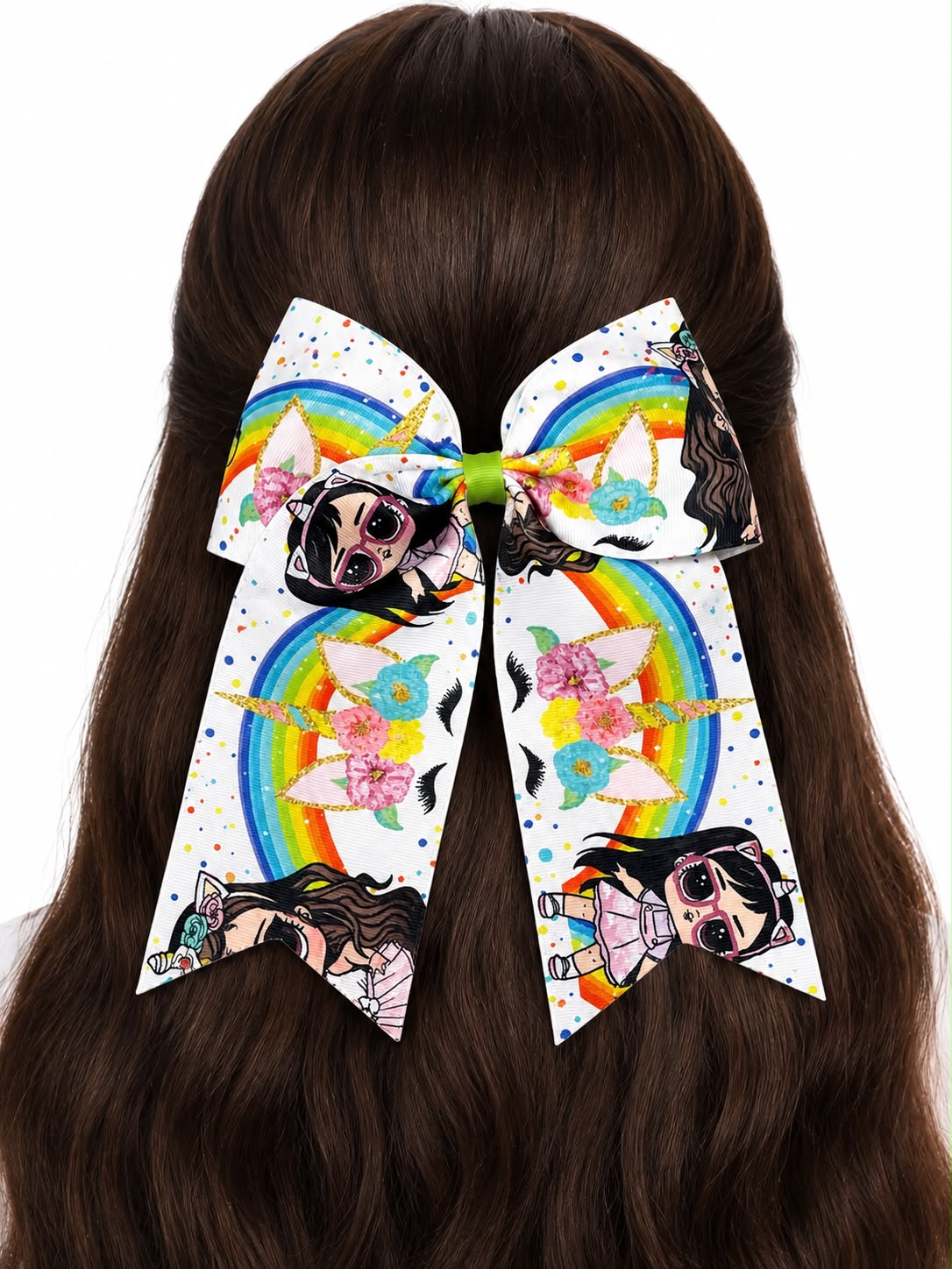 Moño niña arcoíris con muñequitas y unicornio 🎀🌈🦄