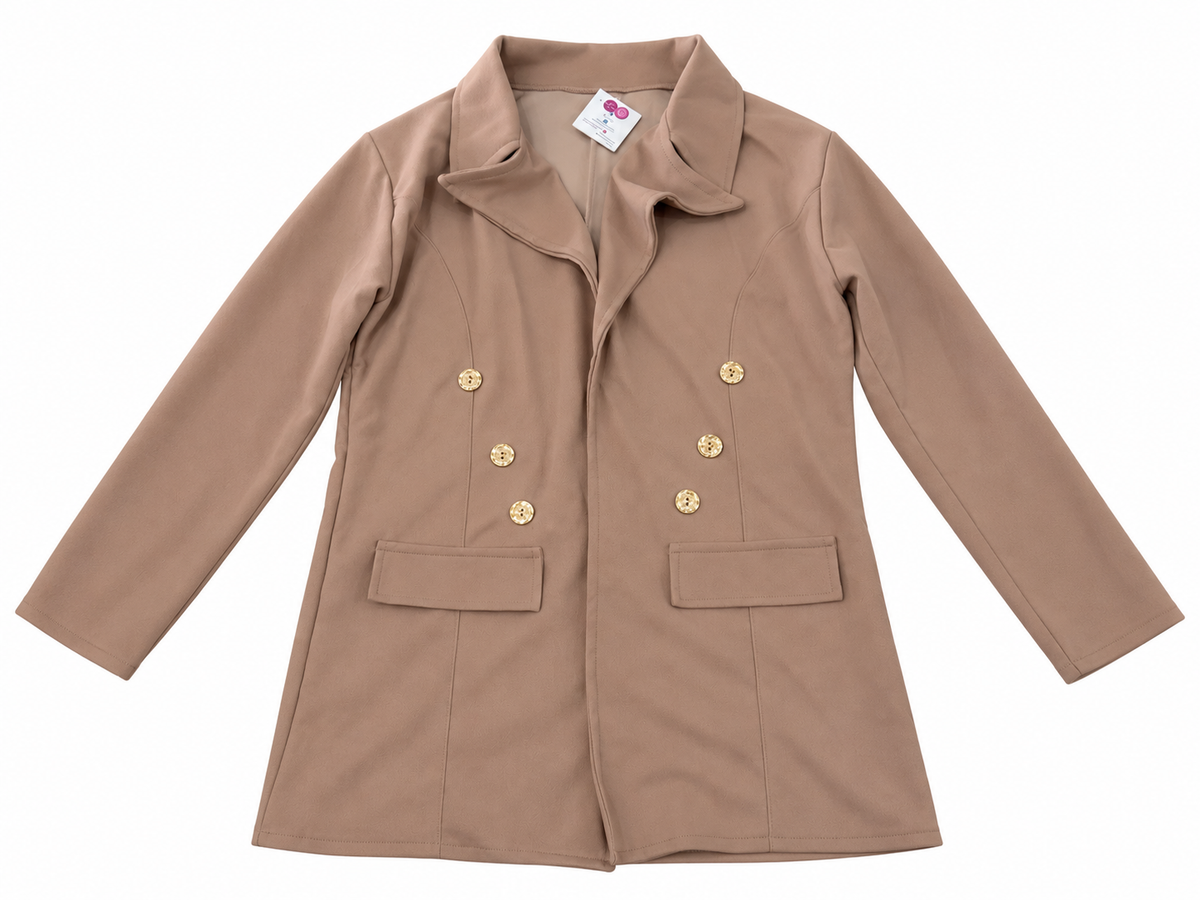 Blazer Dama Largo con Botones Dorados