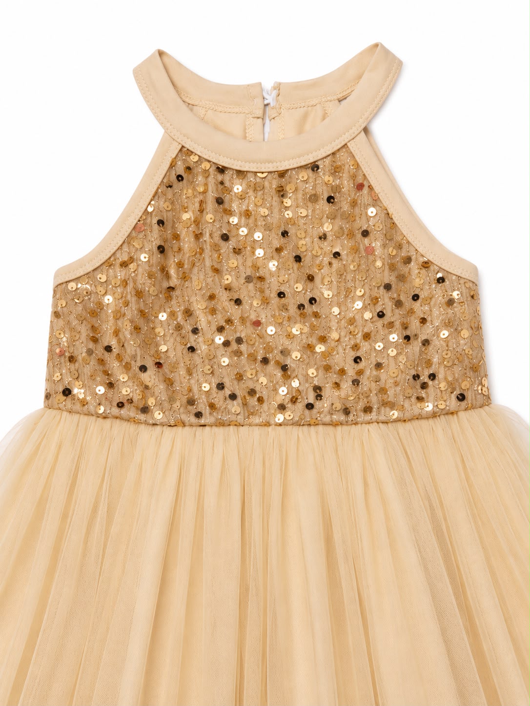 Vestido niña de fiesta dorado con lentejuelas