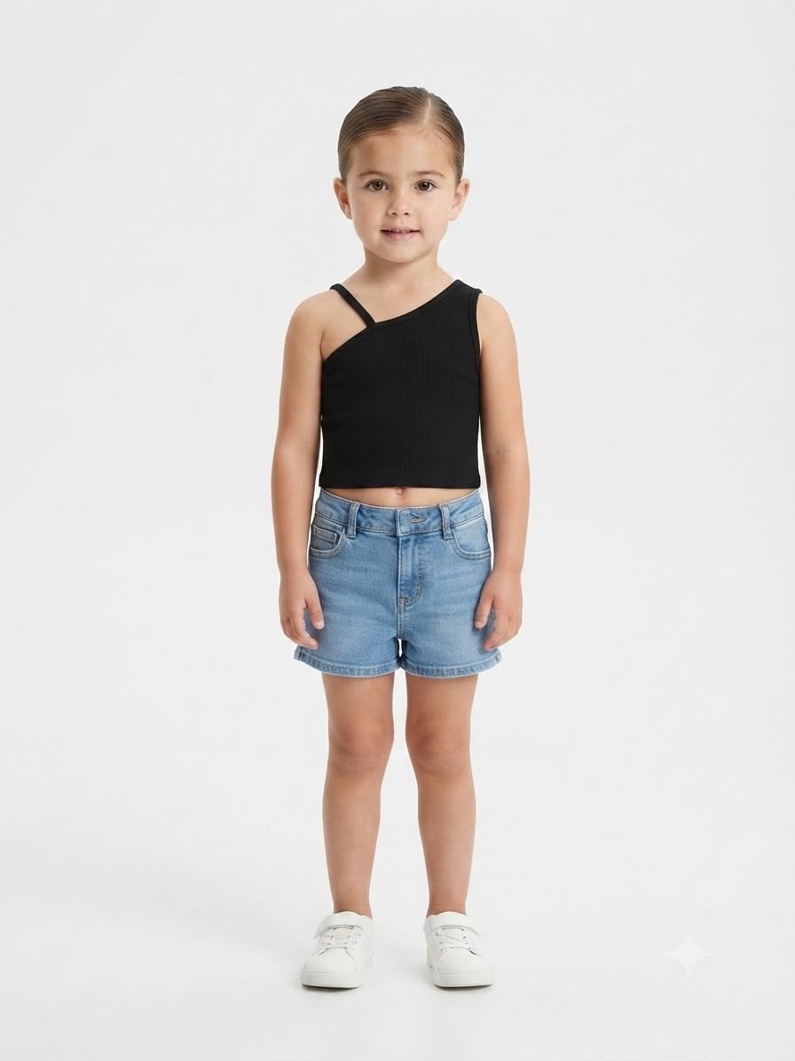 Blusa niña asimétrica negra moderna