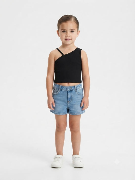 Blusa niña asimétrica negra moderna