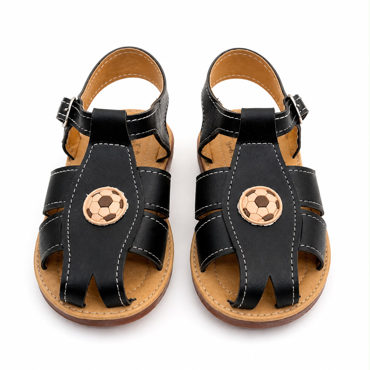 Huaraches niño OFERTA – negros con diseño de balón ⚽🖤