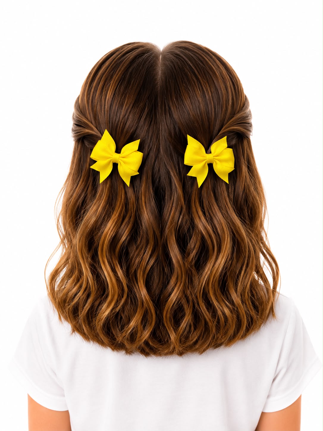 Moño par niña amarillo de grosgrain