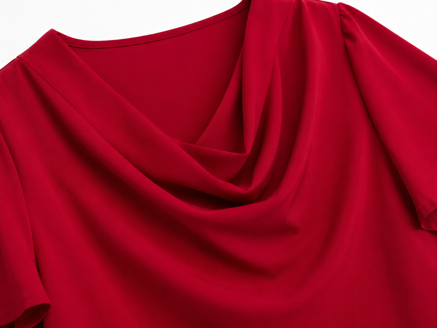 Blusa Dama Escote Cascada Roja