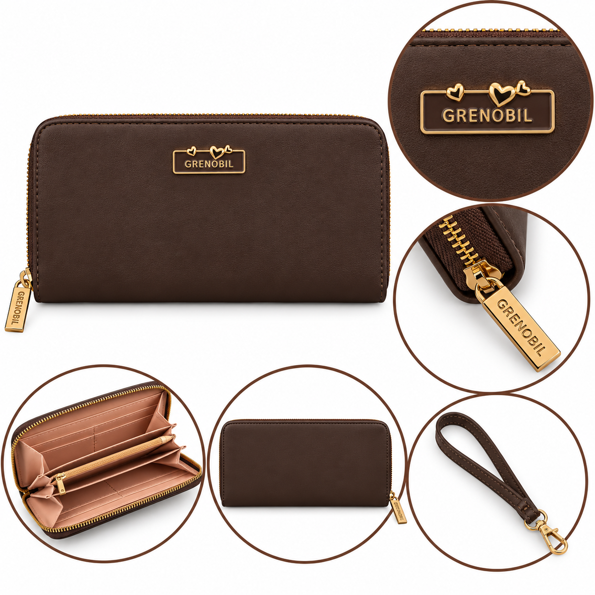 Cartera dama clásica con cierre completo ✨