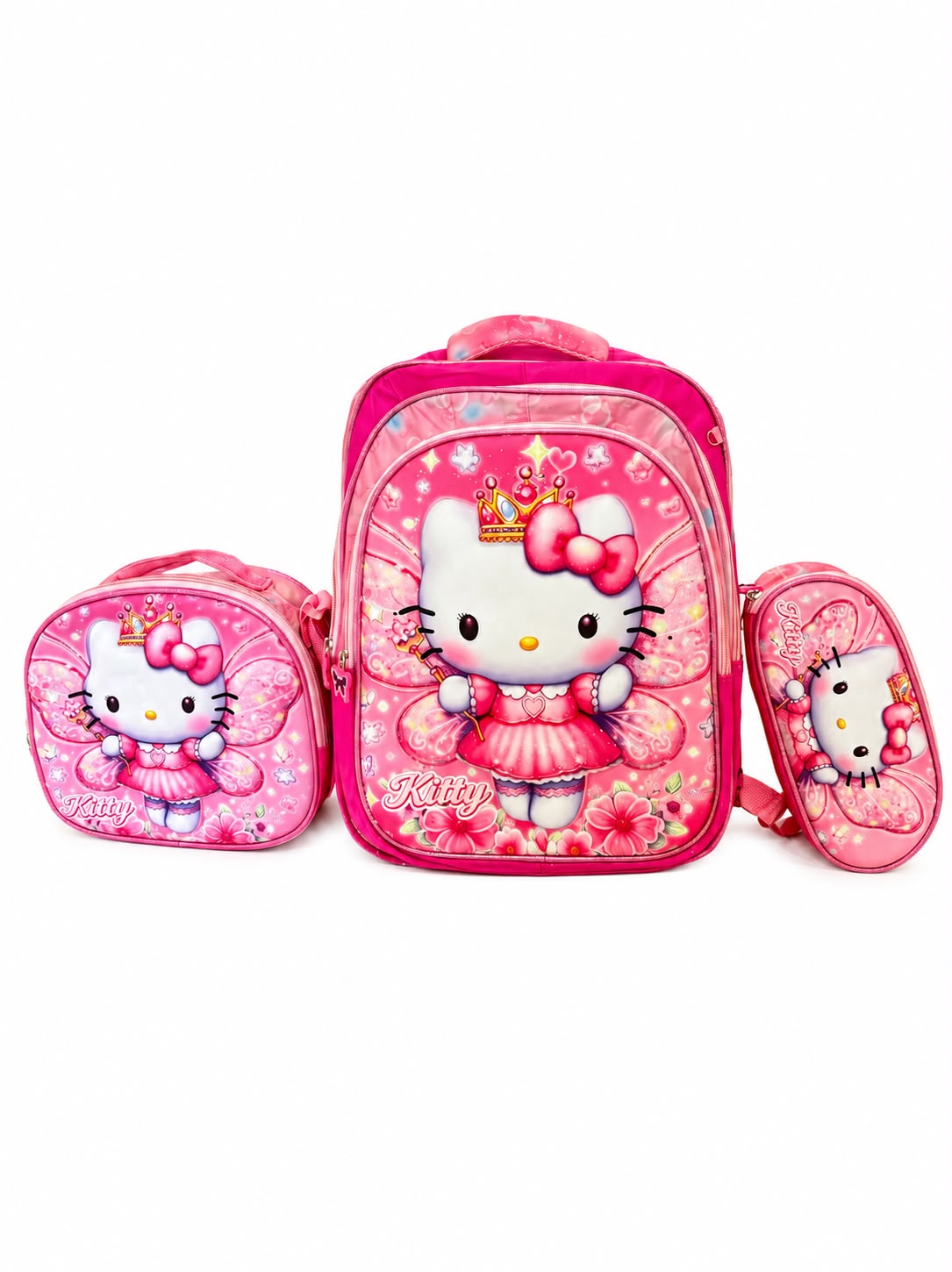 Set mochila infantil escolar Gatita Princesa 3 piezas