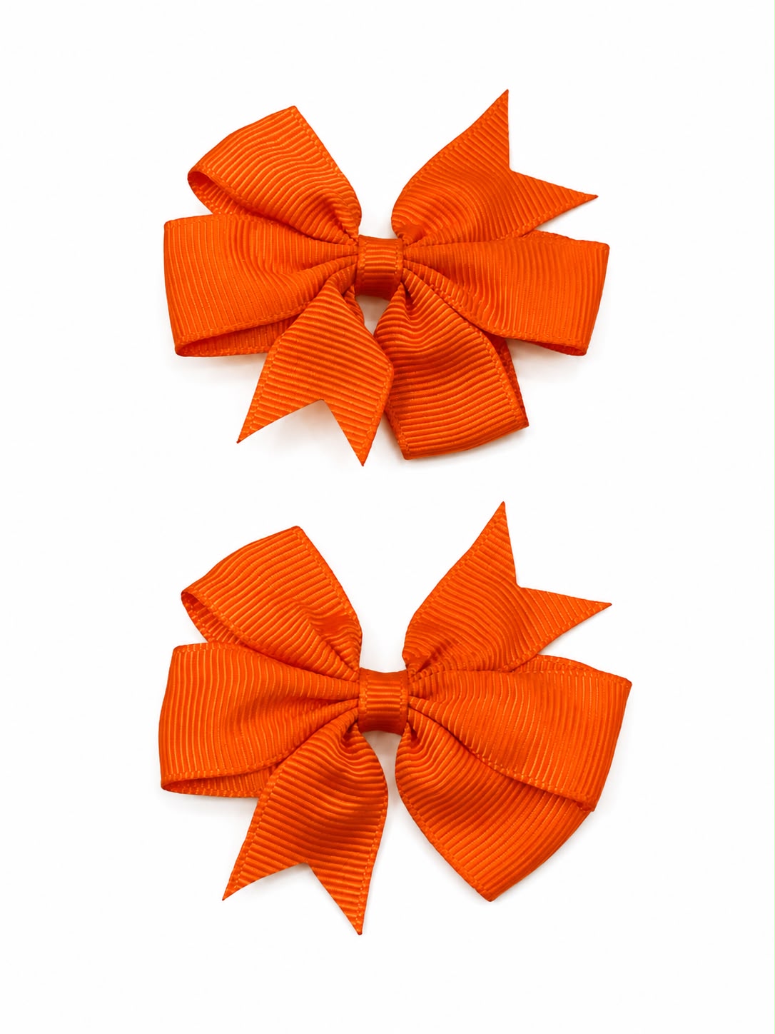 Moño par niña naranja de grosgrain