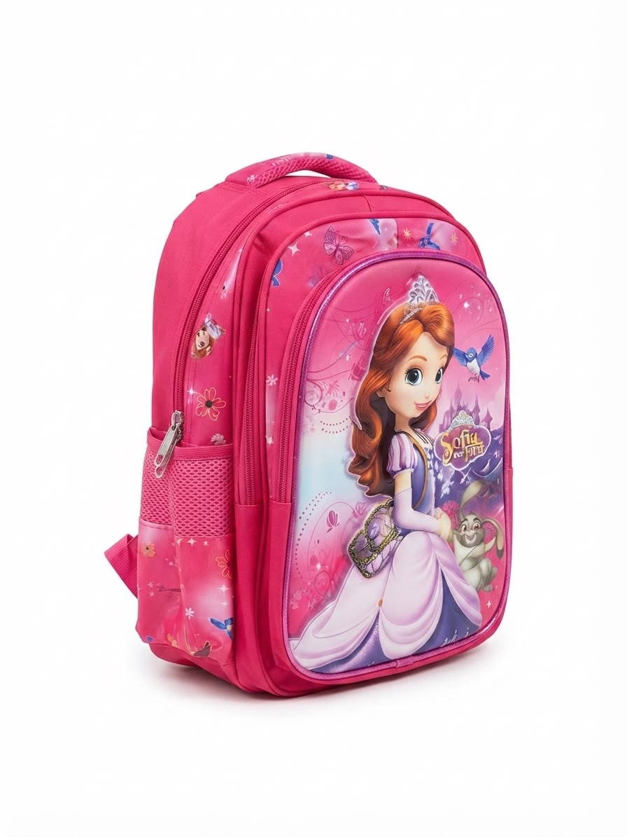 Mochila Infantil Rosa – Diseño inspirado en una princesa de cabello castaño 👑🎒💖