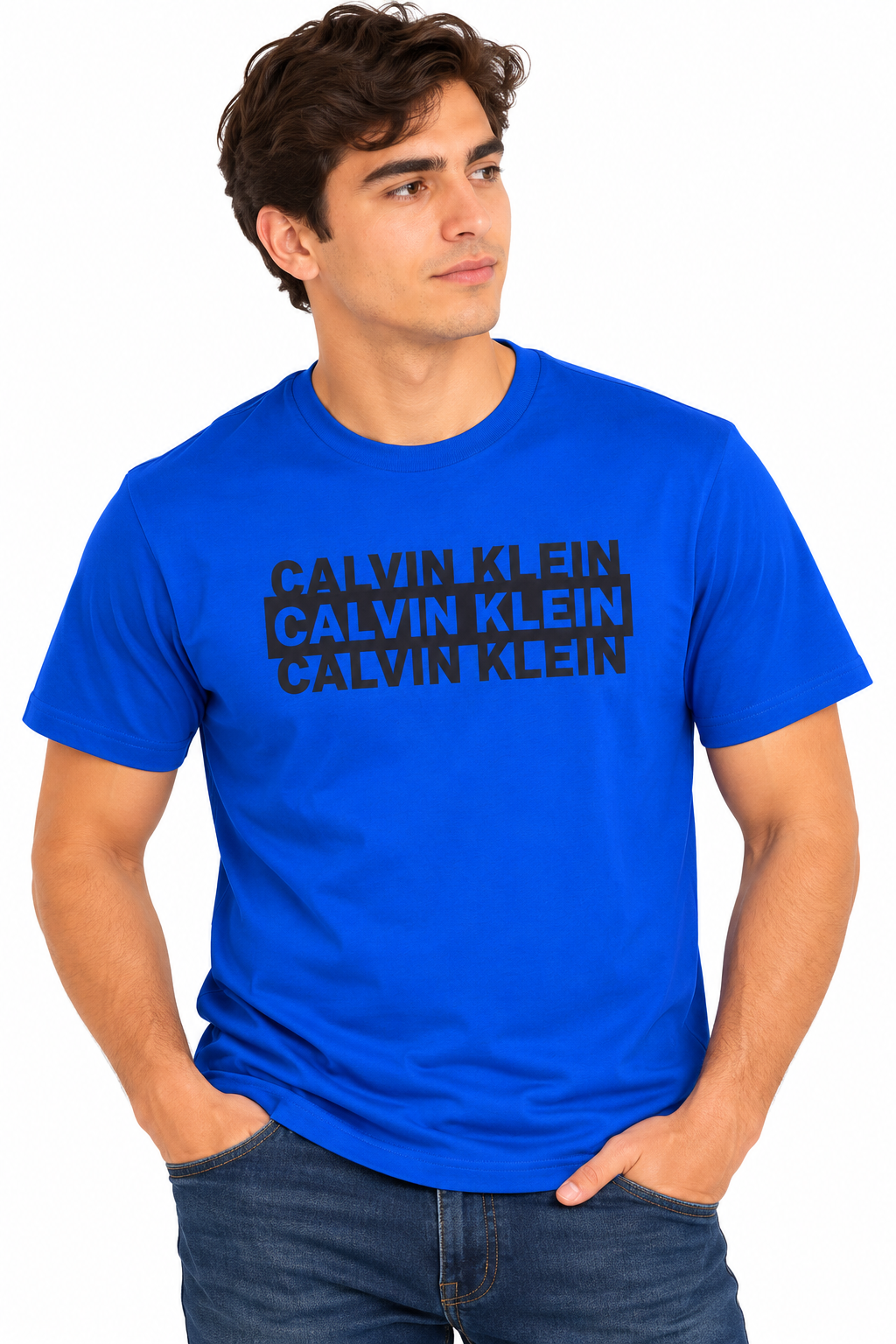 Playera caballero cuello redondo con estampado moderno