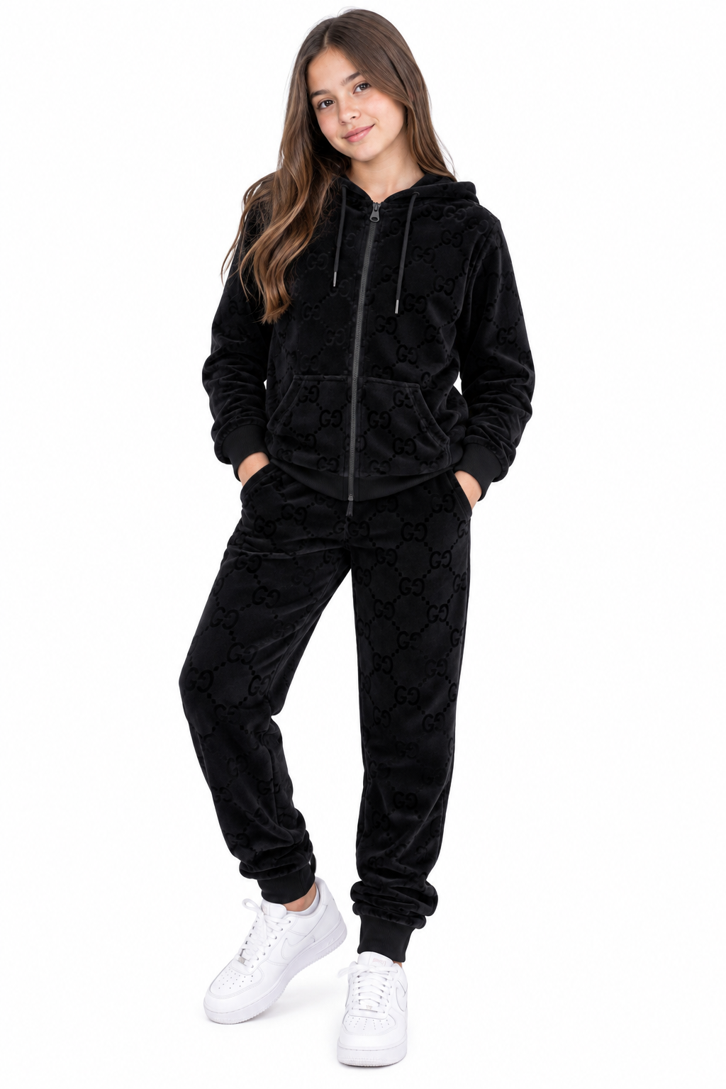 Set niña negro de terciopelo