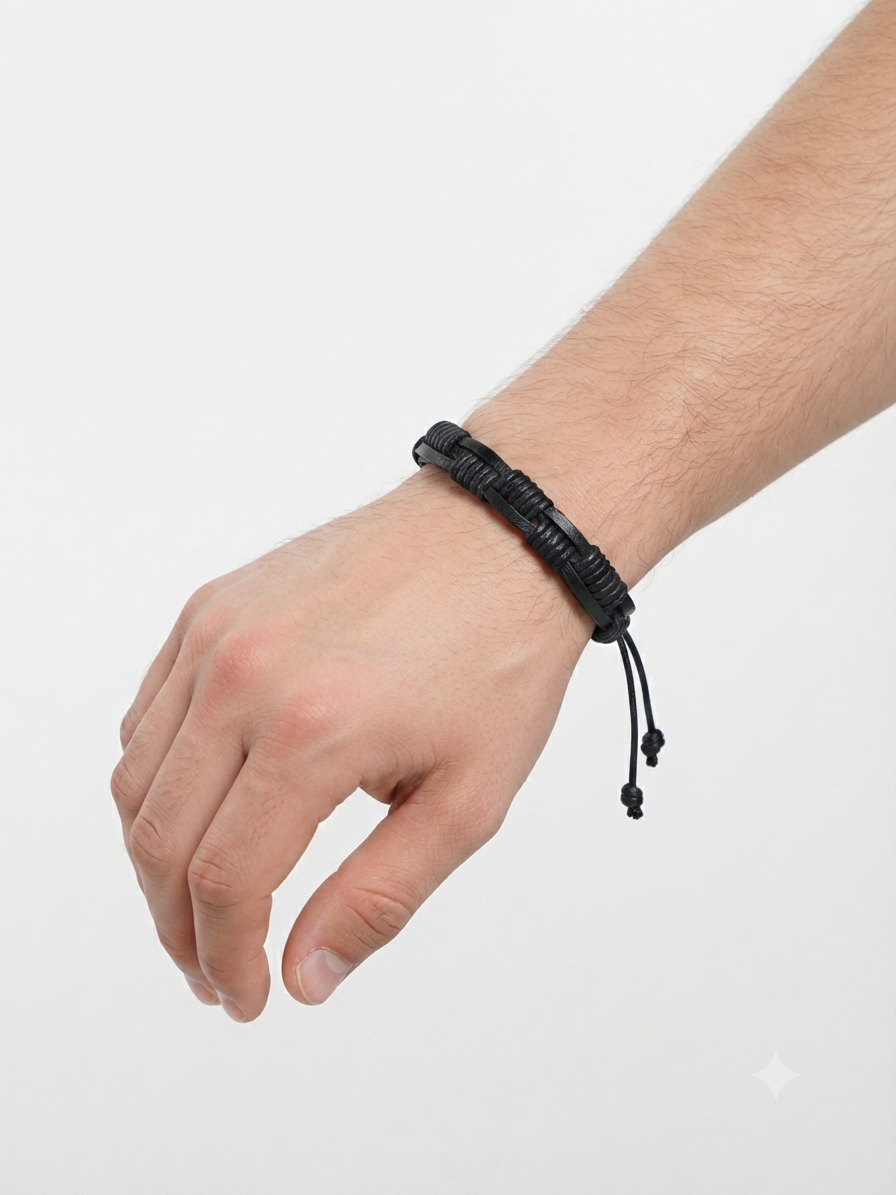 Pulsera Caballero Negra Ajustable 🖤