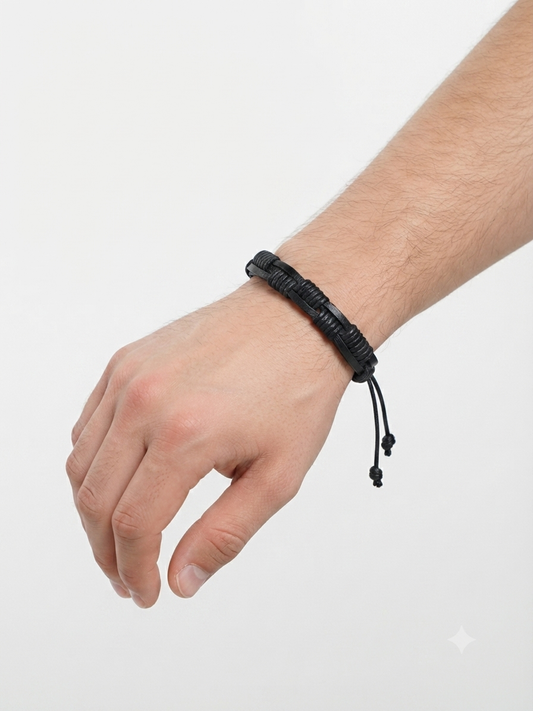 Pulsera Caballero Negra Ajustable 🖤