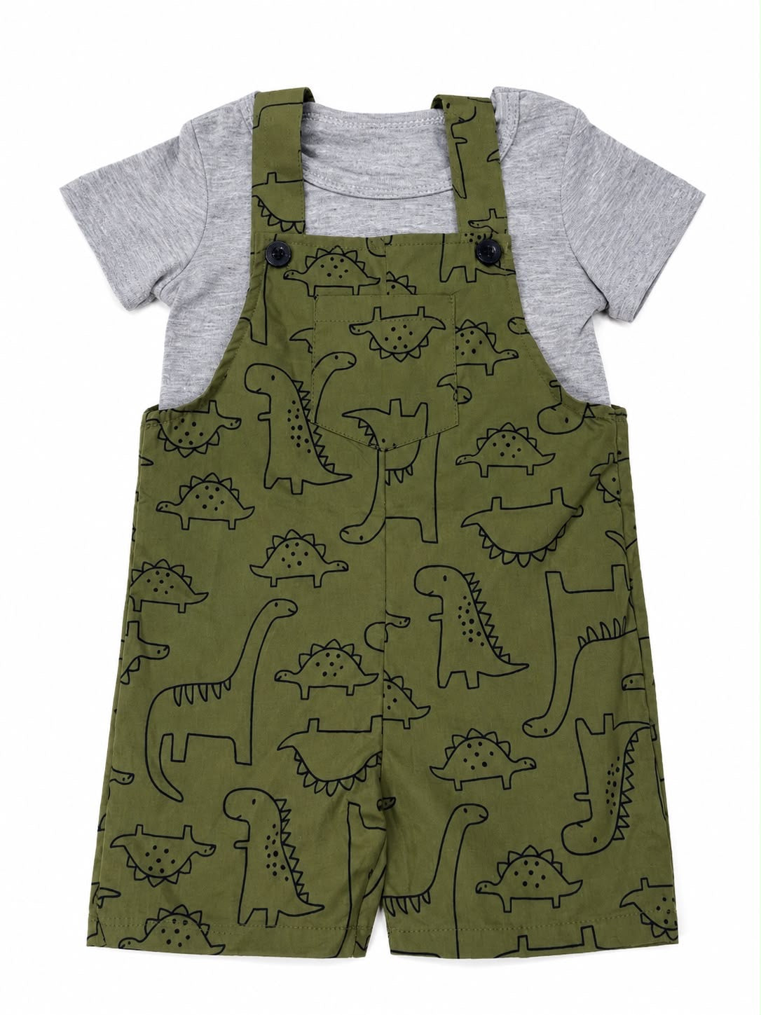 Set niña con jumper de dinosaurios y playera gris