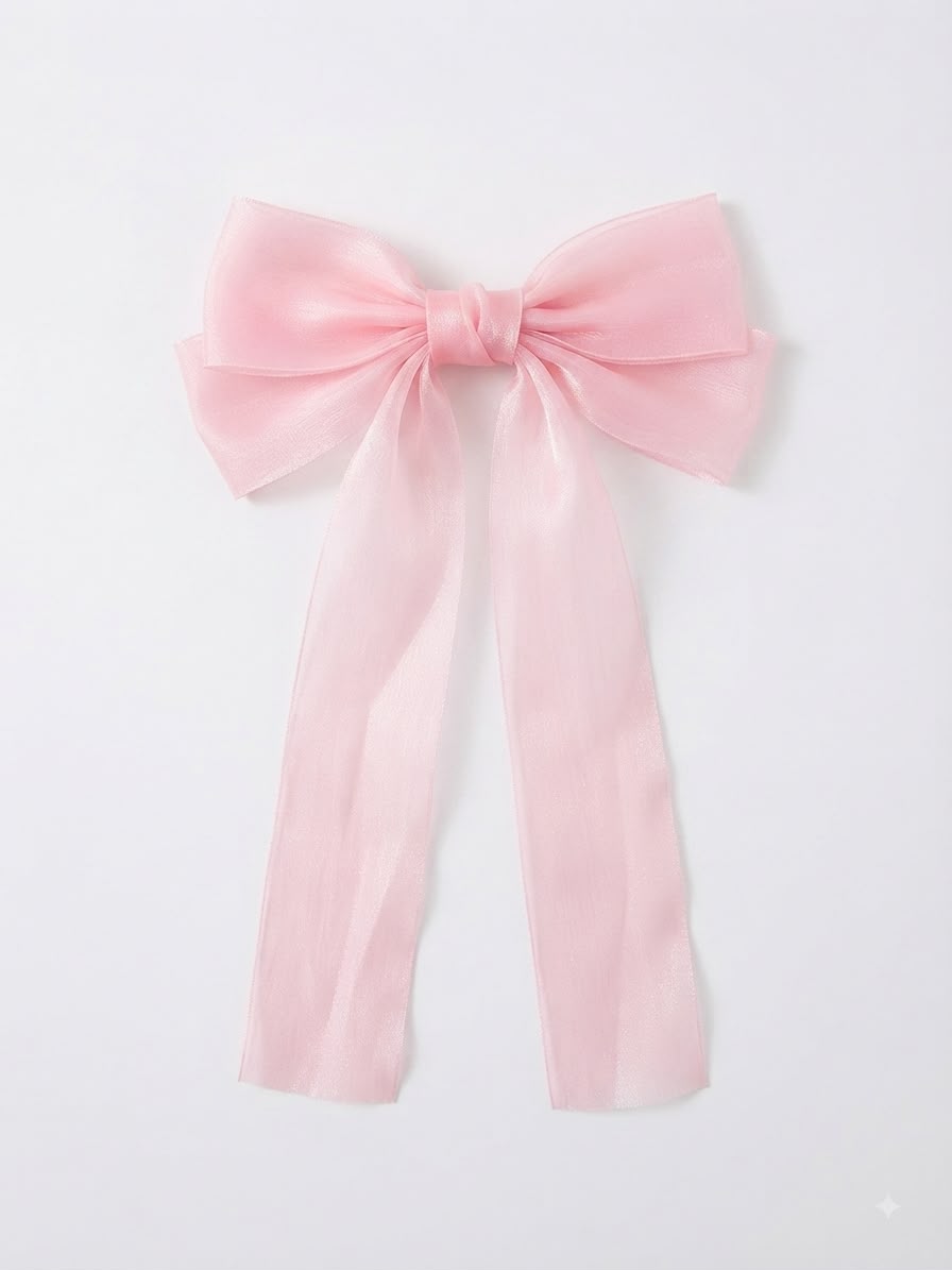Moño coquette niña rosa pastel translúcido con tirantes largos 🎀🩷