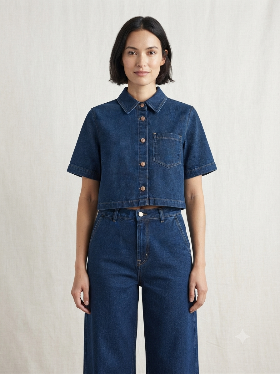Conjunto dama de Mezclilla Azul de Dos Piezas