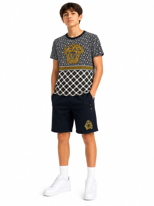 Set niño playera estampada negra con short negro
