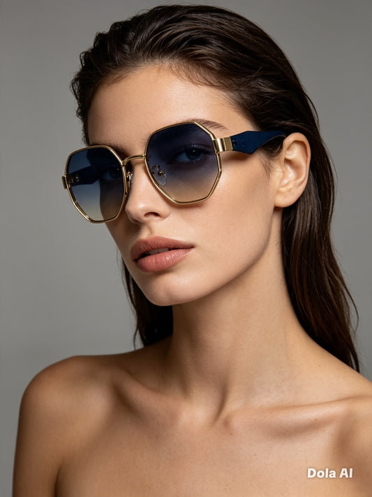 Lentes Dama geométricos mica azulada