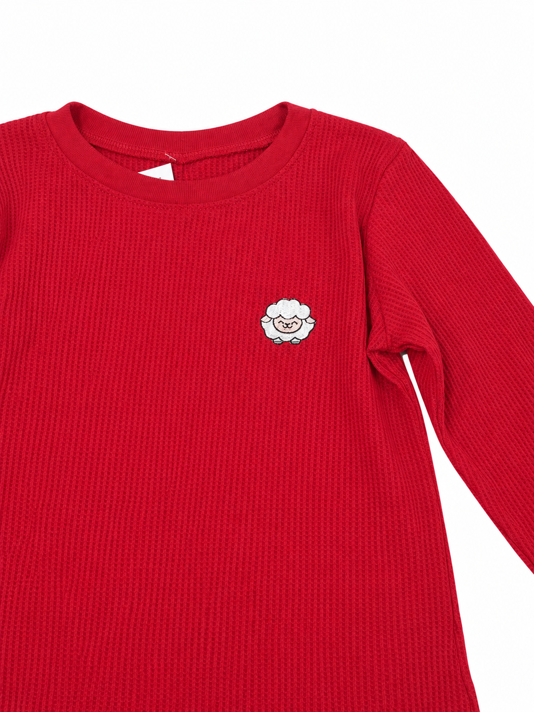 Blusa niña roja manga larga con bordado