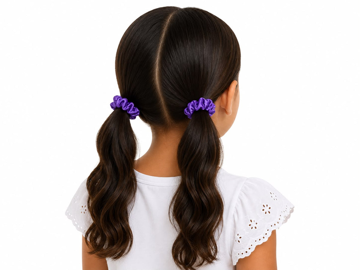 Set Liga cabello accesorio satinada morada – 2 piezas