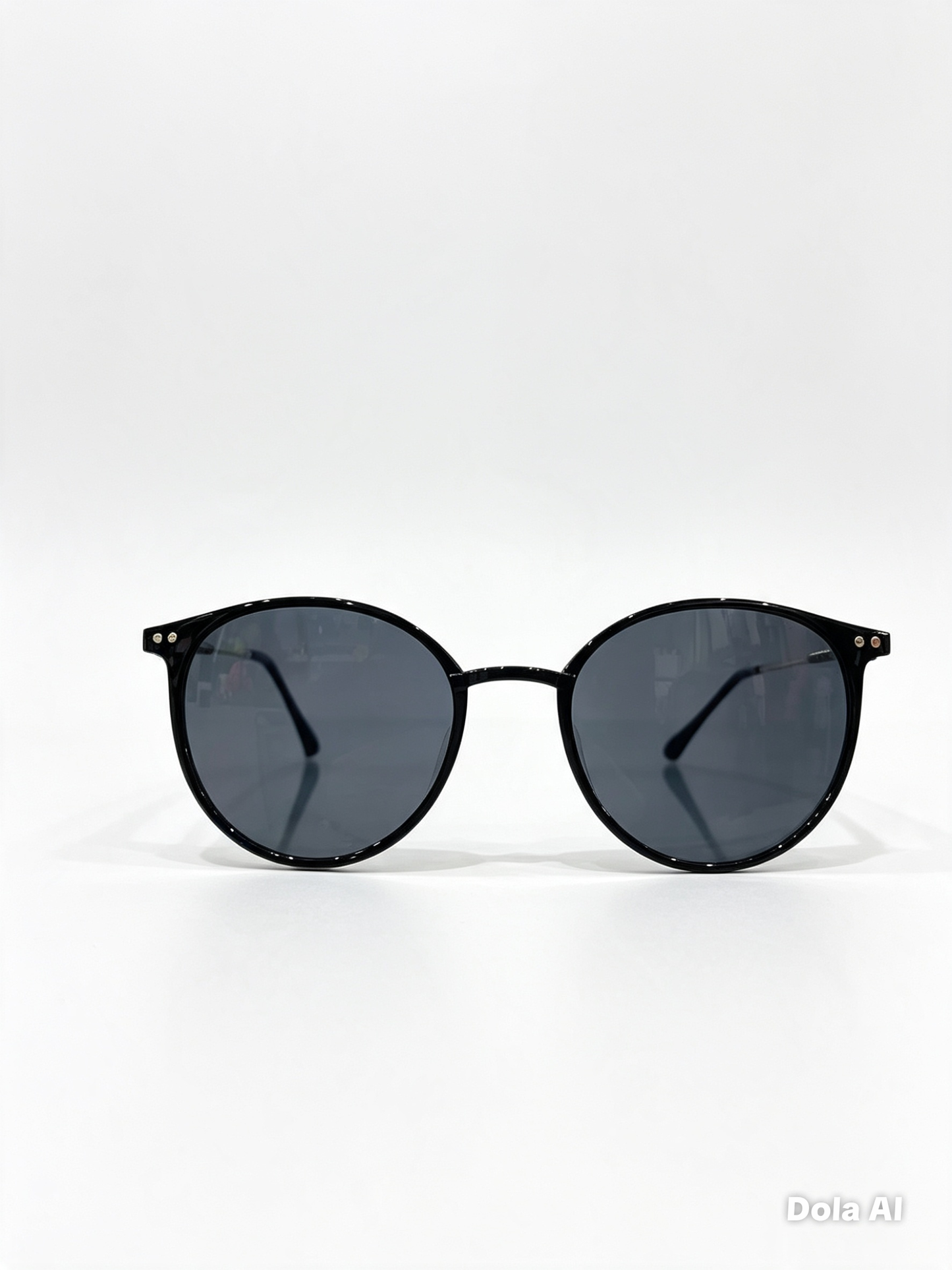 Lentes dama redondos negros con varilla dorada