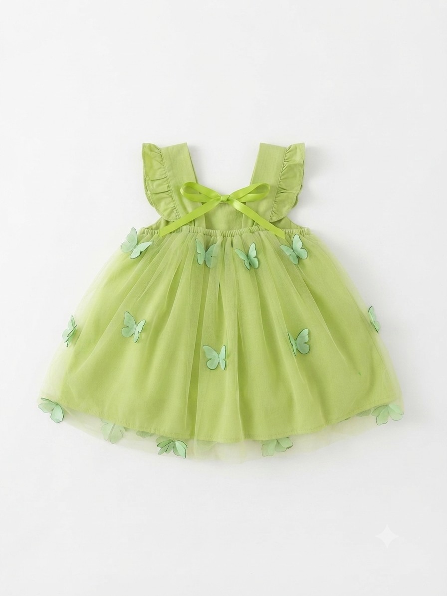 Vestido niña meses verde con mariposas