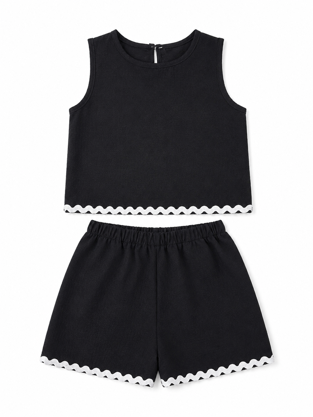 Set niña negro con detalles blancos