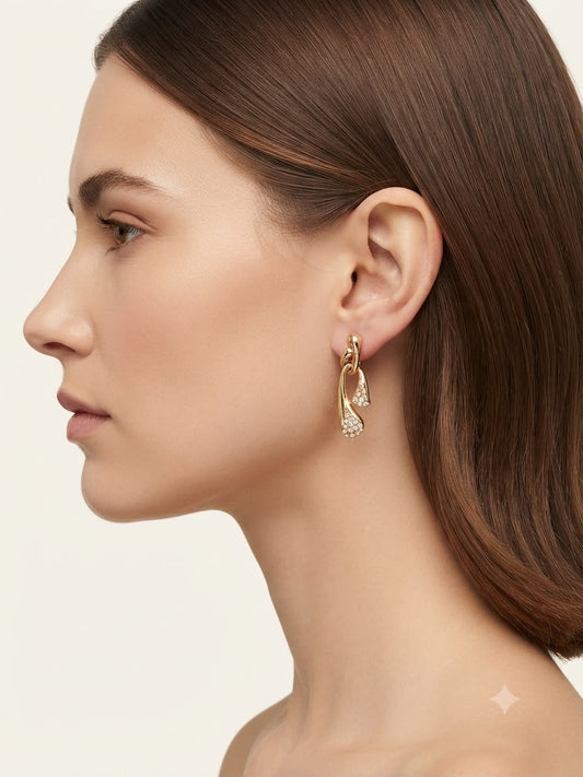 Aretes colgantes dorados con cristales