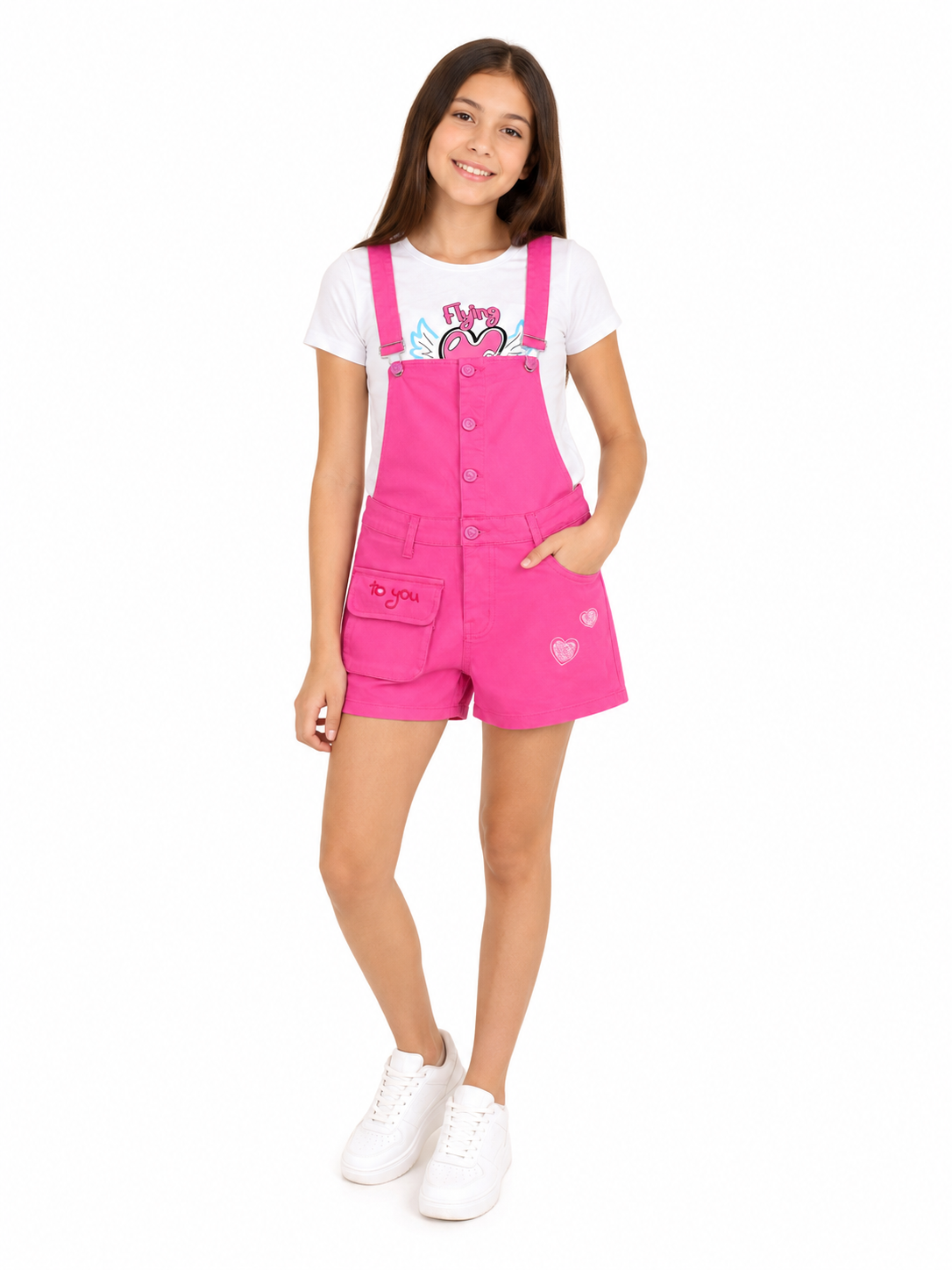 Set niña con overol short y playera