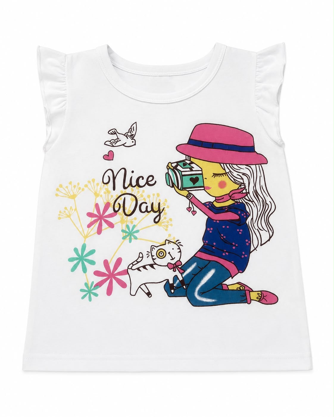 Blusa niña con Olanes y estampado nice Dary