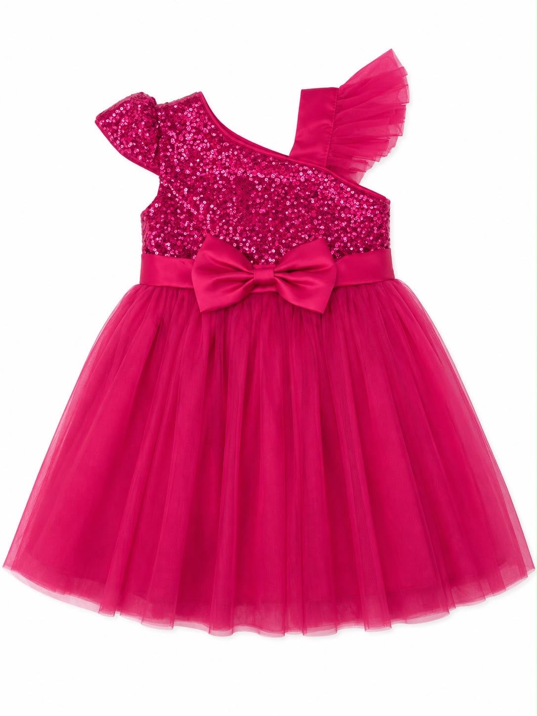 Vestido niña fucsia de lentejuelas