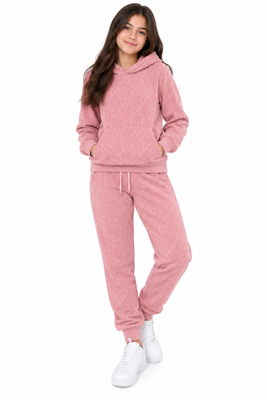 💕 Set niña rosa con sudadera y pantalón