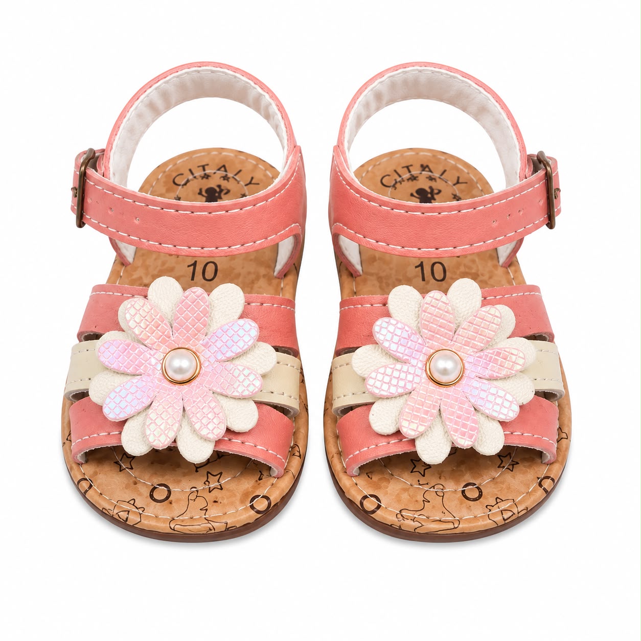 Huaraches niña OFERTA con flor en relieve