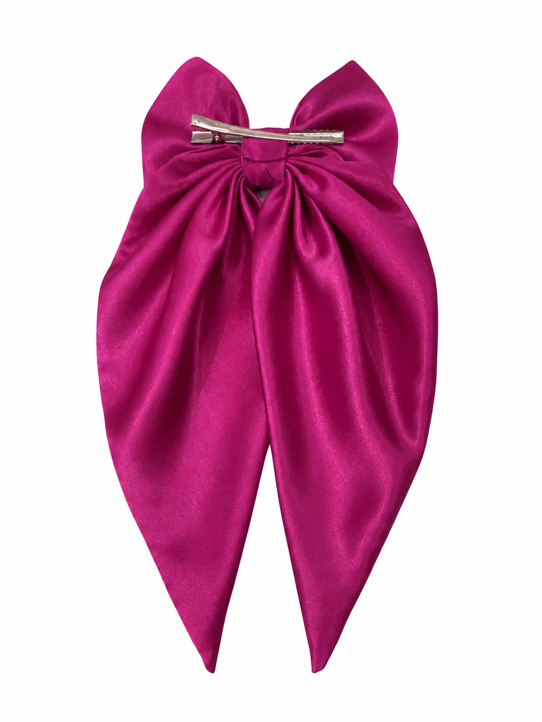 🎀 Moño niña bugambilia satinado con tiras largas elegantes