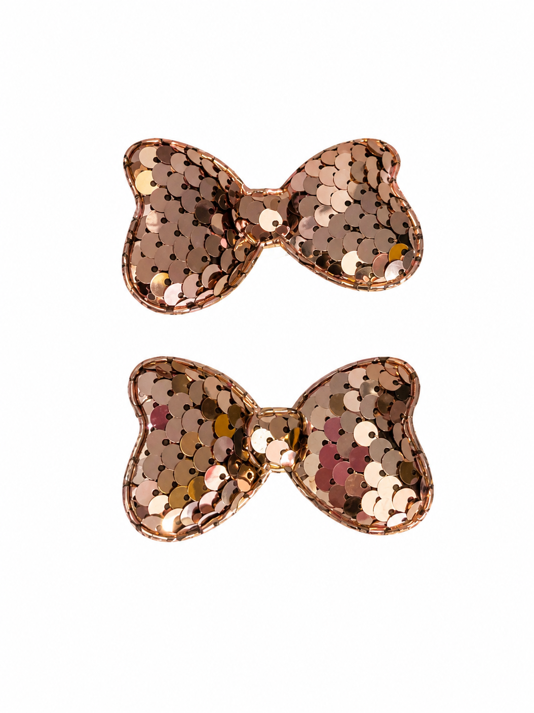 Moño par niña de lentejuelas rose gold