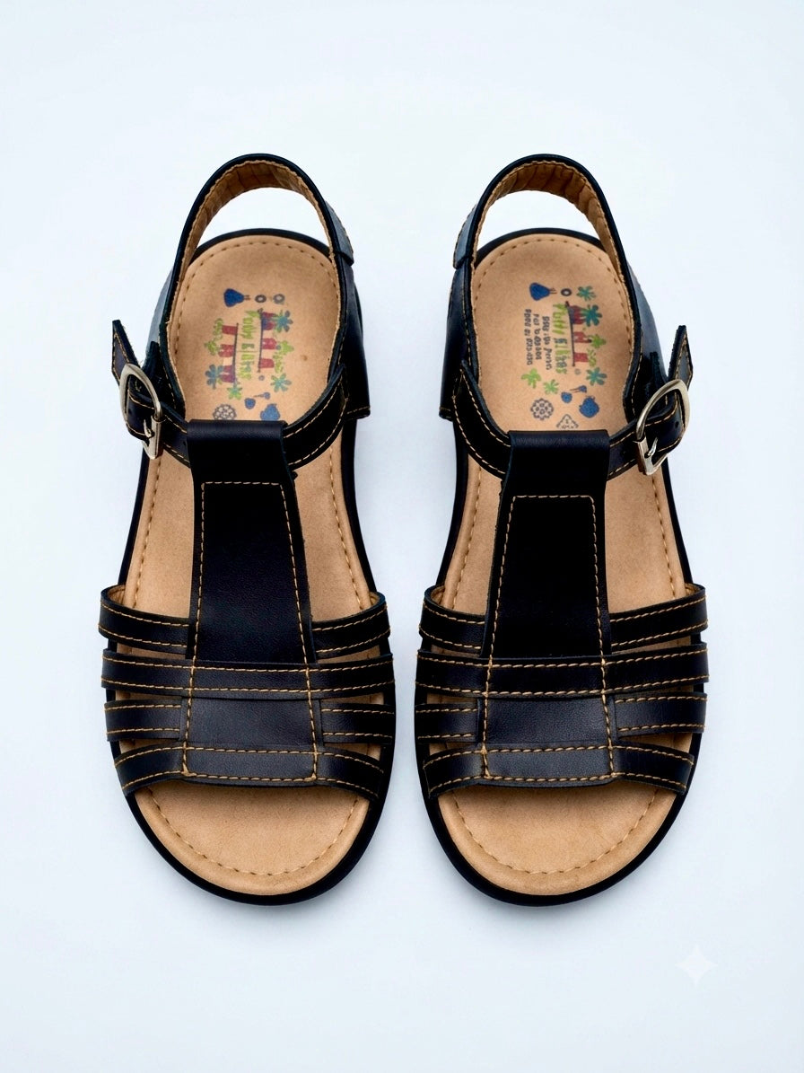 Huaraches niño OFERTA diseño de tiras en color negro