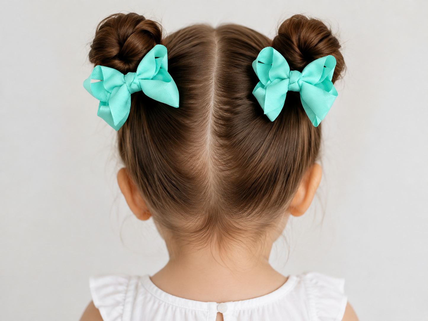 Moño par niña verde menta