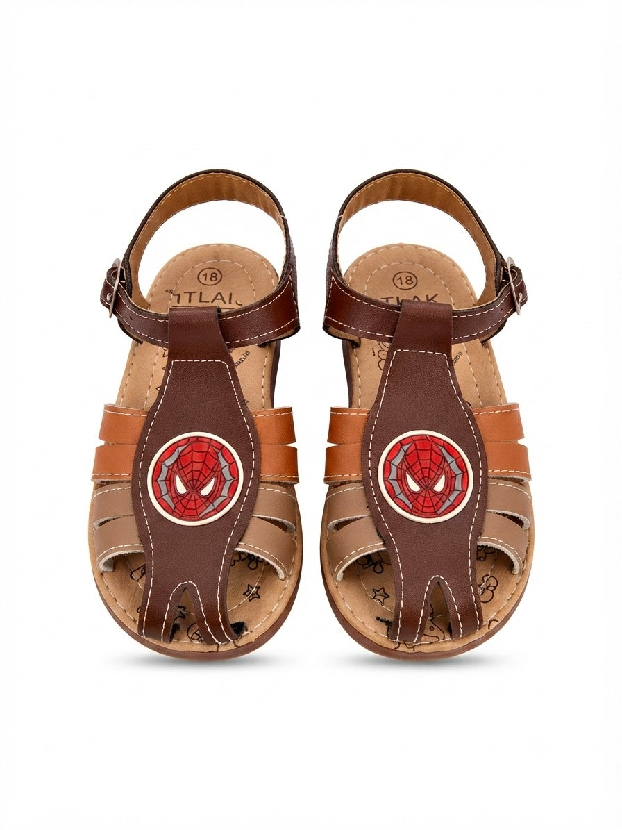 Huaraches niño OFERTA diseño telaraña en tonos café