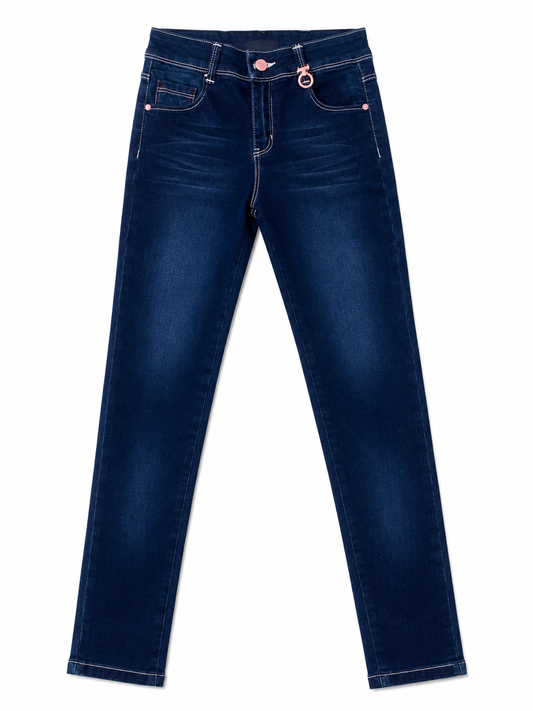 Pantalón niña skinny de mezclilla azul oscuro