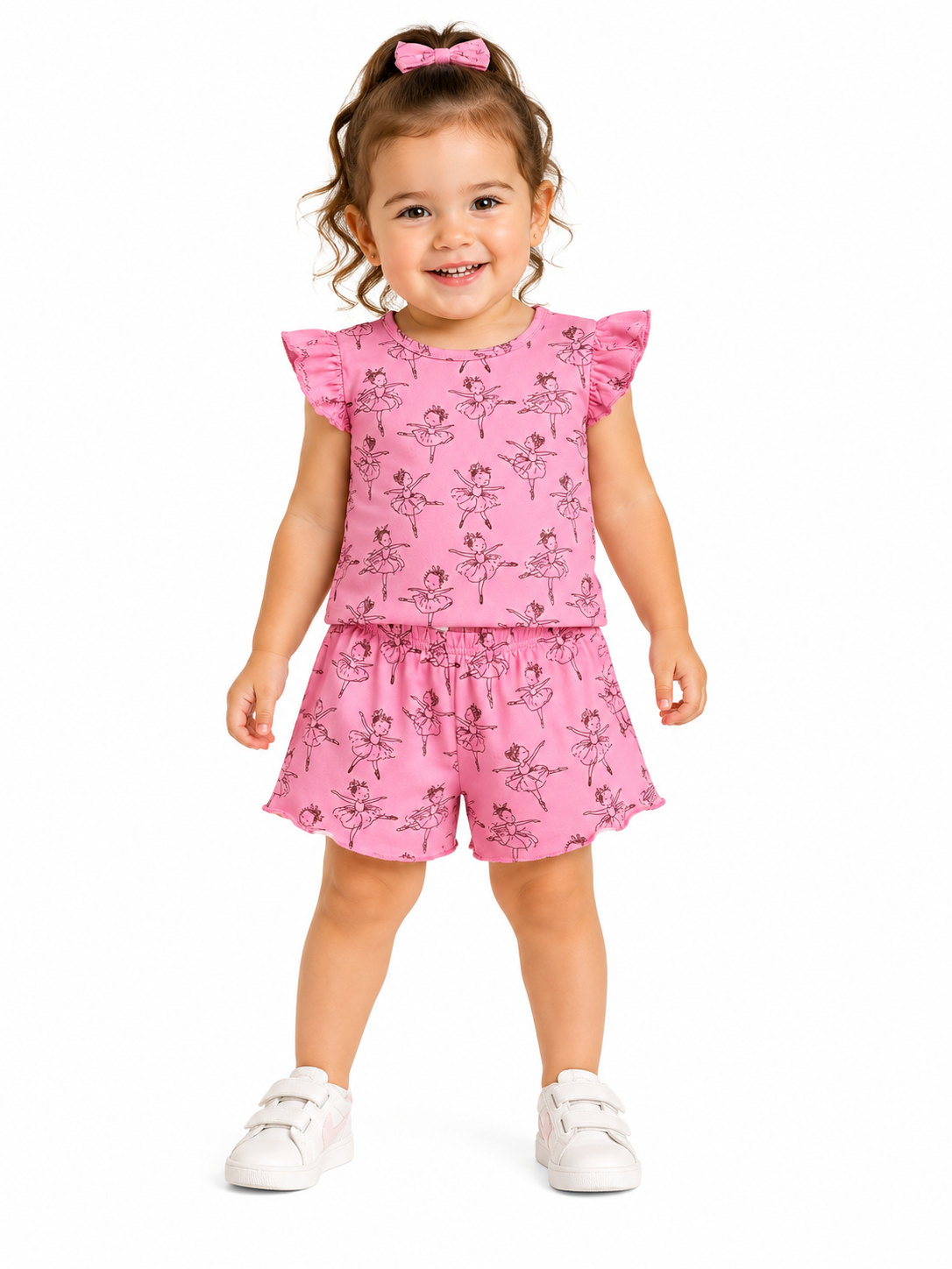 Set niña blusa y short rosa estampado valeriana