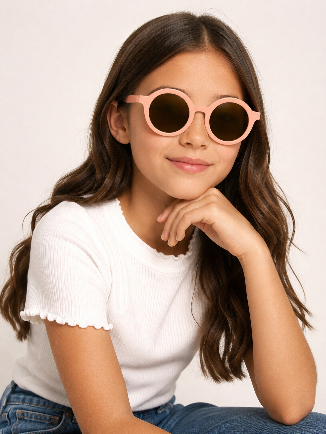 Lentes niña redondos color rosa mate