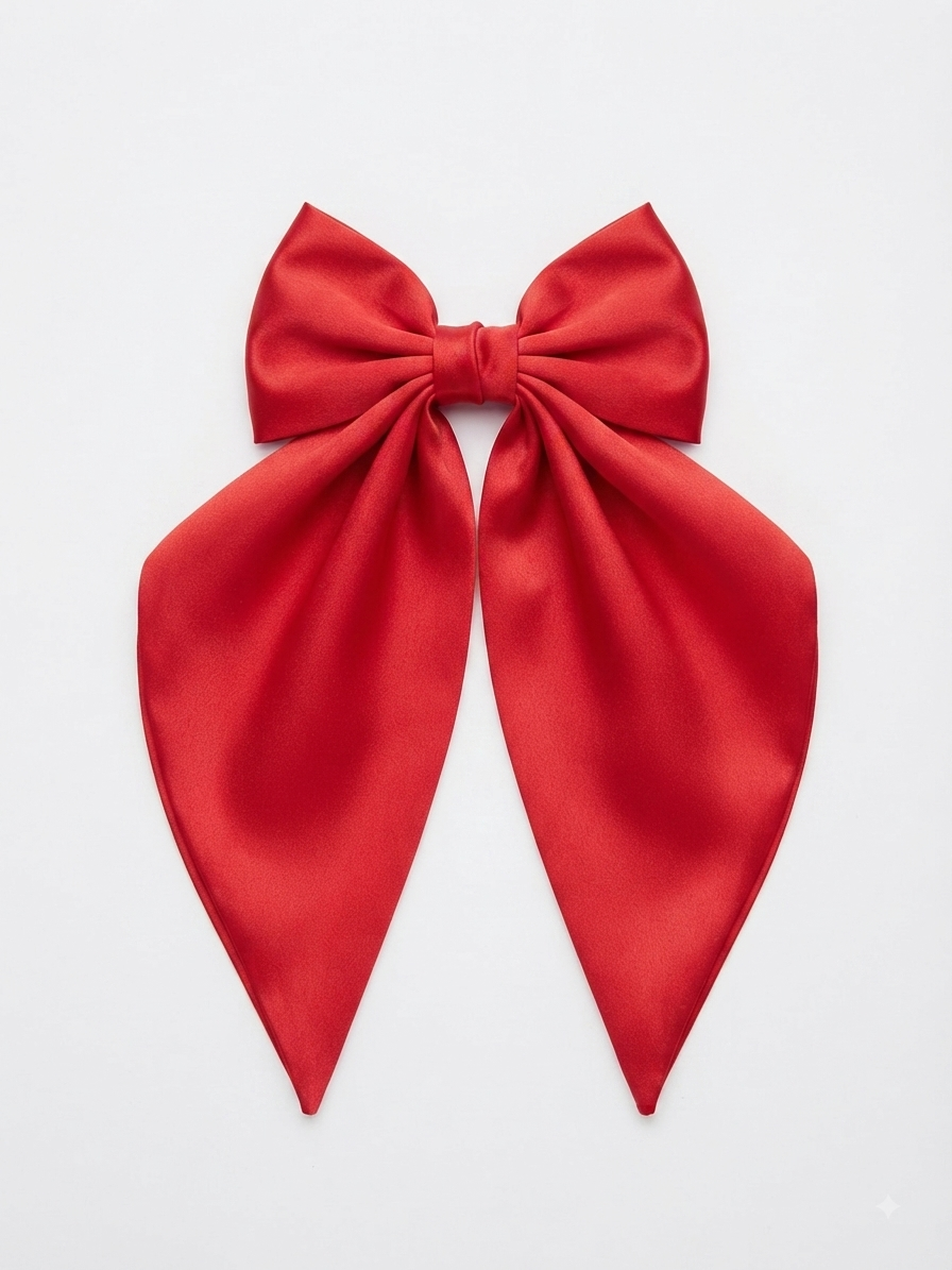 Moño Coquette Niña - Lazo Rojo Elegante Estilo Pañuelo