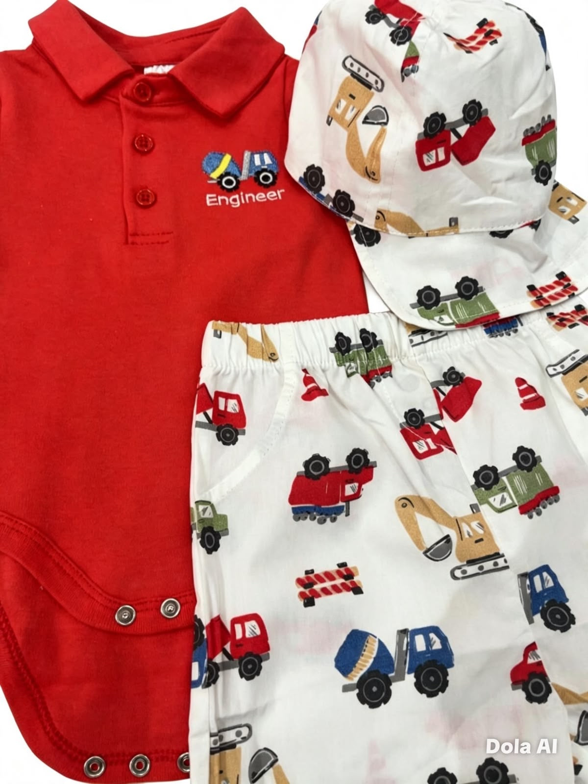 Set niño tipo polo con gorrita short blanco