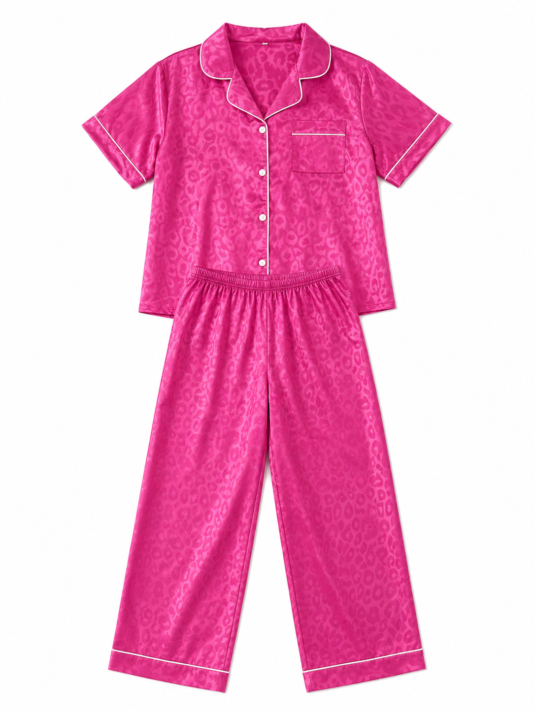 Pijama Dama Satinada Animal Print Rosa Intenso
