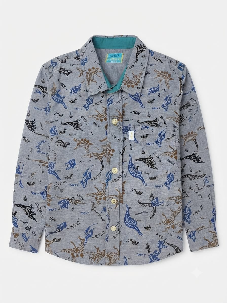 Camisa niño manga larga estampado Dinos